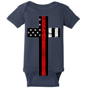 Thin Red Line Cross Firefighter Baby Bodysuit