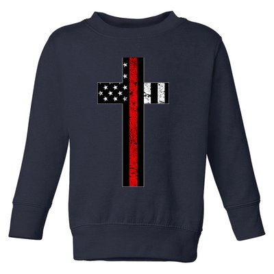 Thin Red Line Cross Firefighter Toddler Sweatshirt