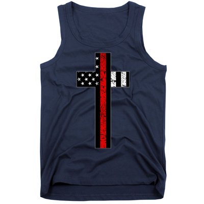 Thin Red Line Cross Firefighter Tank Top