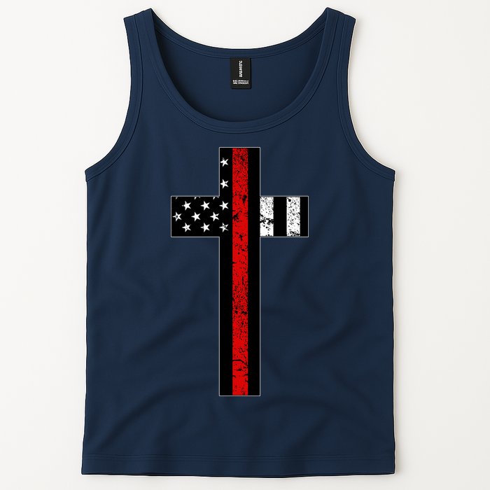 Thin Red Line Cross Firefighter Tank Top