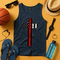 Thin Red Line Cross Firefighter Tank Top