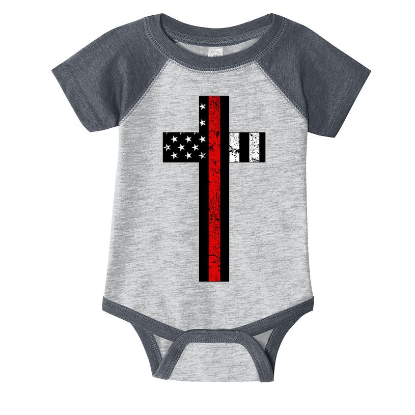 Thin Red Line Cross Firefighter Infant Baby Jersey Bodysuit
