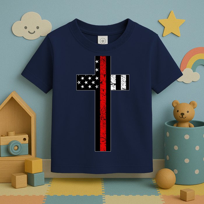 Thin Red Line Cross Firefighter Toddler T-Shirt
