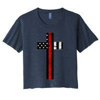 Thin Red Line Cross Firefighter Crop Top