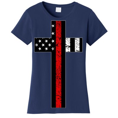 Thin Red Line Cross Firefighter Women's T-Shirt