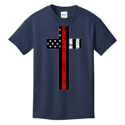 Thin Red Line Cross Firefighter Kids T-Shirt