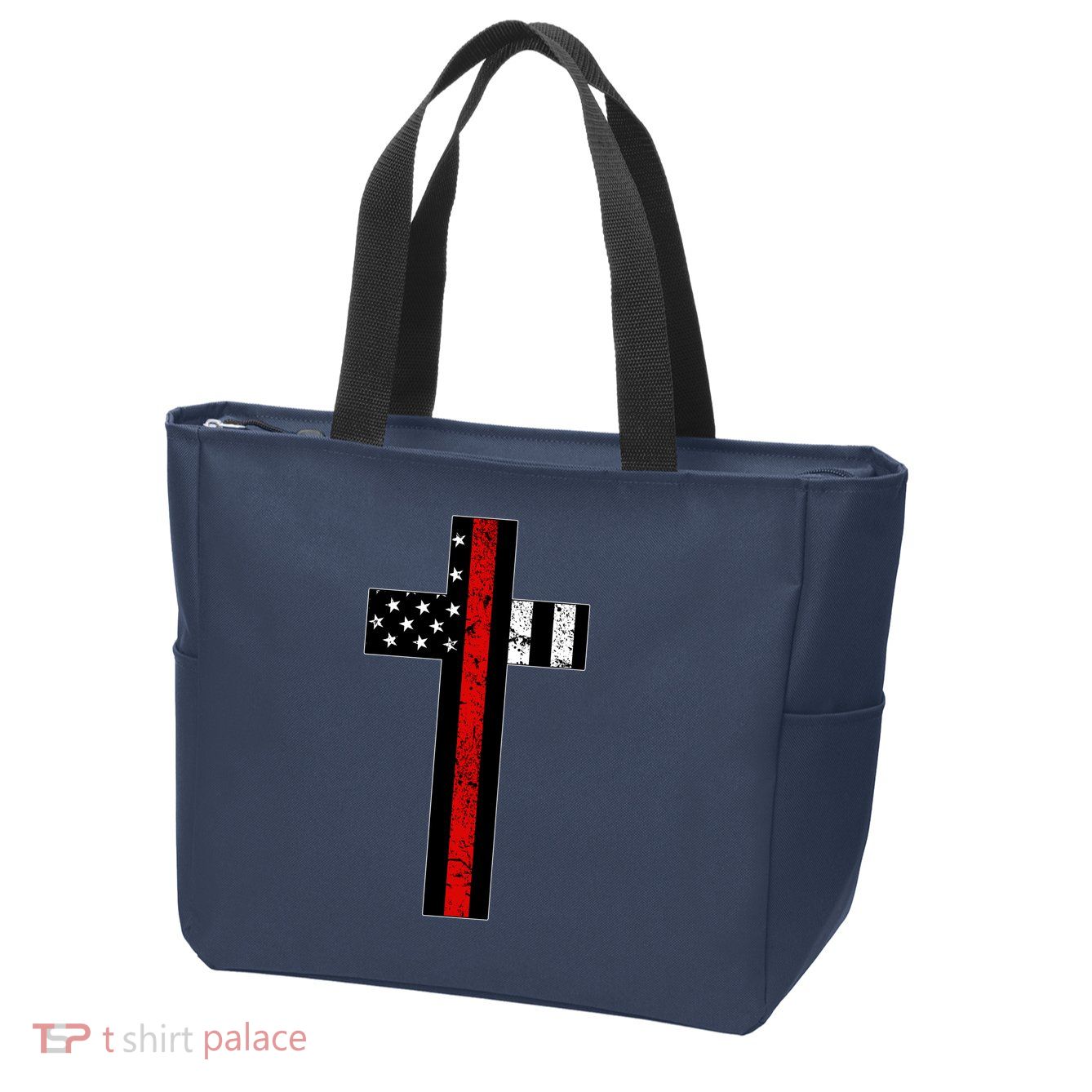 Thin Red Line Cross Firefighter Zip Tote Bag