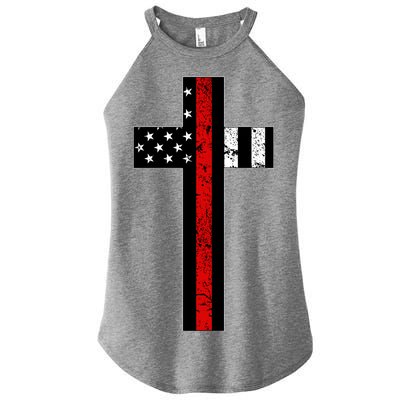 Thin Red Line Cross Firefighter Women’s Perfect Tri Rocker Tank