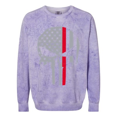 Thin Red Line Skull USA Firefighter Flag Colorblast Crewneck Sweatshirt