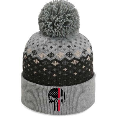 Thin Red Line Skull USA Firefighter Flag The Baniff Cuffed Pom Beanie