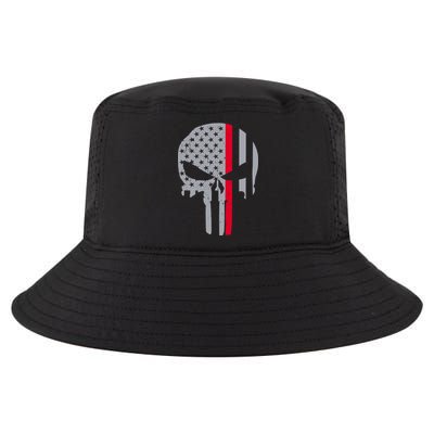 Thin Red Line Skull USA Firefighter Flag Cool Comfort Performance Bucket Hat