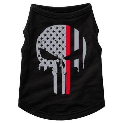 Thin Red Line Skull USA Firefighter Flag Doggie Tank