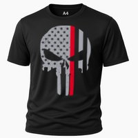 Thin Red Line Skull USA Firefighter Flag Performance Shirt