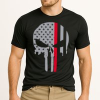 Thin Red Line Skull USA Firefighter Flag Performance Shirt