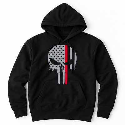 Thin Red Line Skull USA Firefighter Flag Hoodie
