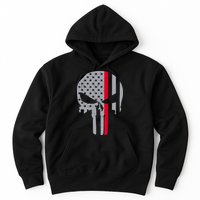 Thin Red Line Skull USA Firefighter Flag Hoodie
