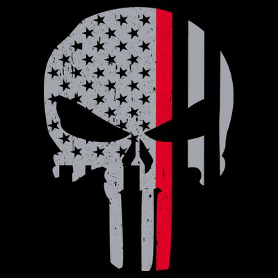 Thin Red Line Skull USA Firefighter Flag T-Shirt