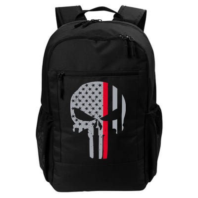 Thin Red Line Skull USA Firefighter Flag Daily Commute Backpack