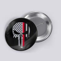 Thin Red Line Skull USA Firefighter Flag Button