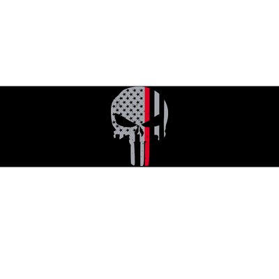 Thin Red Line Skull USA Firefighter Flag Bumper Sticker