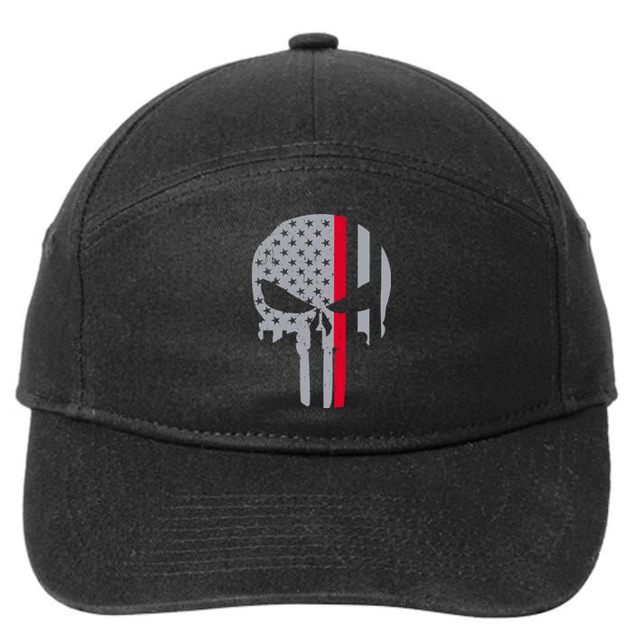 Thin Red Line Skull USA Firefighter Flag 7-Panel Snapback Hat