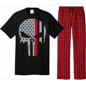 Thin Red Line Skull USA Firefighter Flag Pajama Set