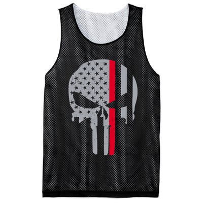 Thin Red Line Skull USA Firefighter Flag Mesh Reversible Basketball Jersey Tank