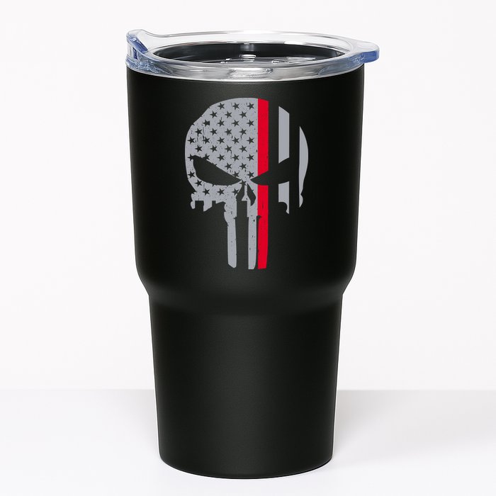 Thin Red Line Skull USA Firefighter Flag Tumbler