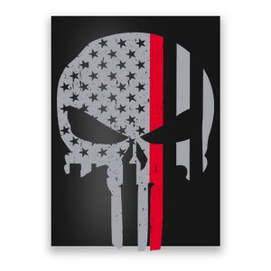 Thin Red Line Skull USA Firefighter Flag Poster