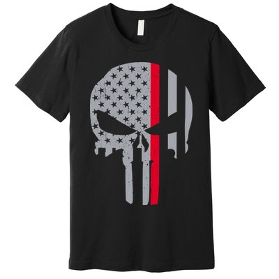 Thin Red Line Skull USA Firefighter Flag Premium T-Shirt