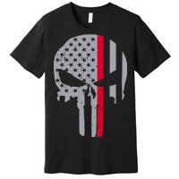 Thin Red Line Skull USA Firefighter Flag Premium T-Shirt