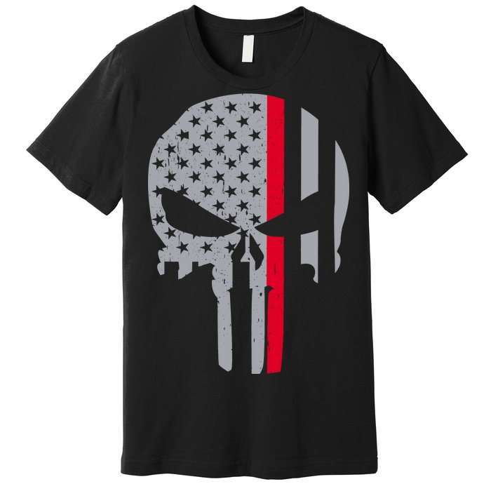 Thin Red Line Skull USA Firefighter Flag Premium T-Shirt