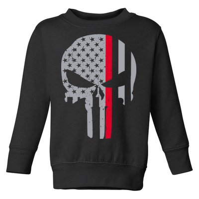 Thin Red Line Skull USA Firefighter Flag Toddler Sweatshirt