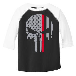 Thin Red Line Skull USA Firefighter Flag Toddler Fine Jersey T-Shirt