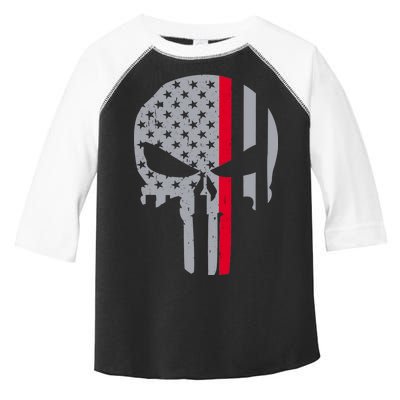 Thin Red Line Skull USA Firefighter Flag Toddler Fine Jersey T-Shirt