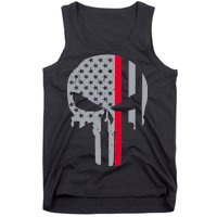 Thin Red Line Skull USA Firefighter Flag Tank Top