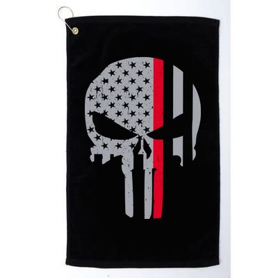 Thin Red Line Skull USA Firefighter Flag Golf Towel