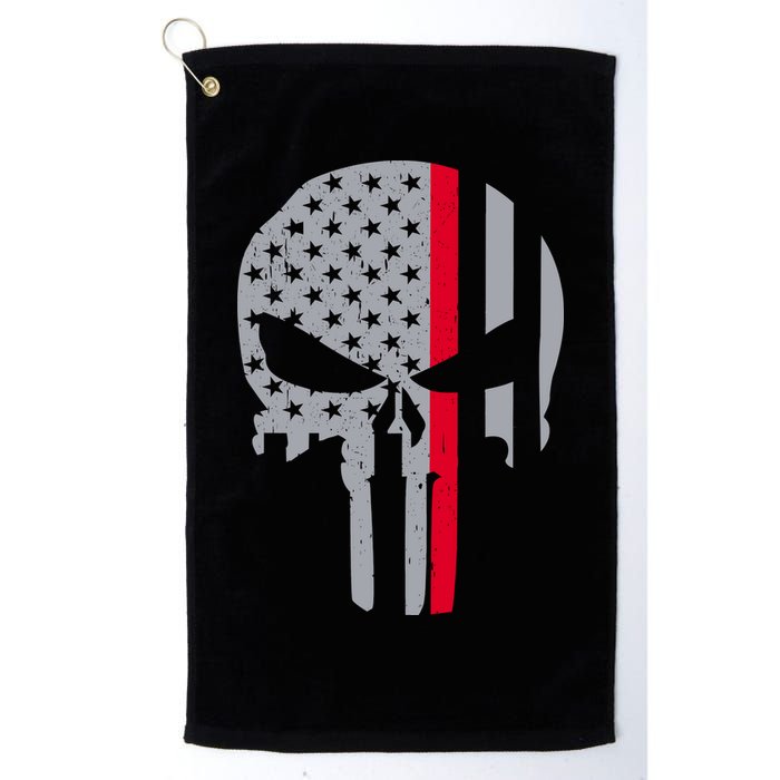 Thin Red Line Skull USA Firefighter Flag Golf Towel