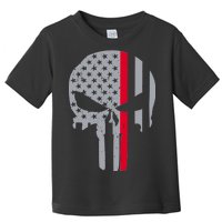 Thin Red Line Skull USA Firefighter Flag Toddler T-Shirt