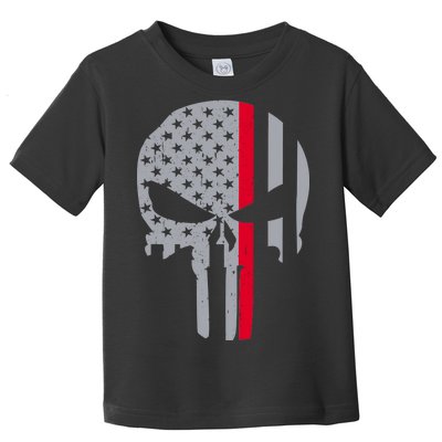 Thin Red Line Skull USA Firefighter Flag Toddler T-Shirt