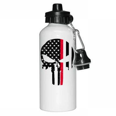 Thin Red Line Skull USA Firefighter Flag Aluminum Water Bottle