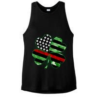 Thin Red Line St Patrick's Day Irish Clover Ladies PosiCharge Tri-Blend Wicking Tank