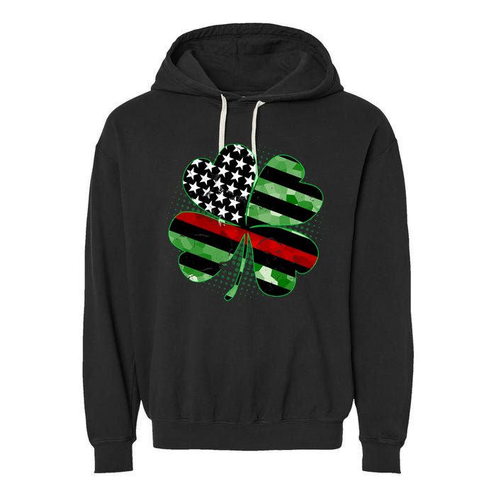 Thin Red Line St Patrick's Day Irish Clover Garment-Dyed Fleece Hoodie
