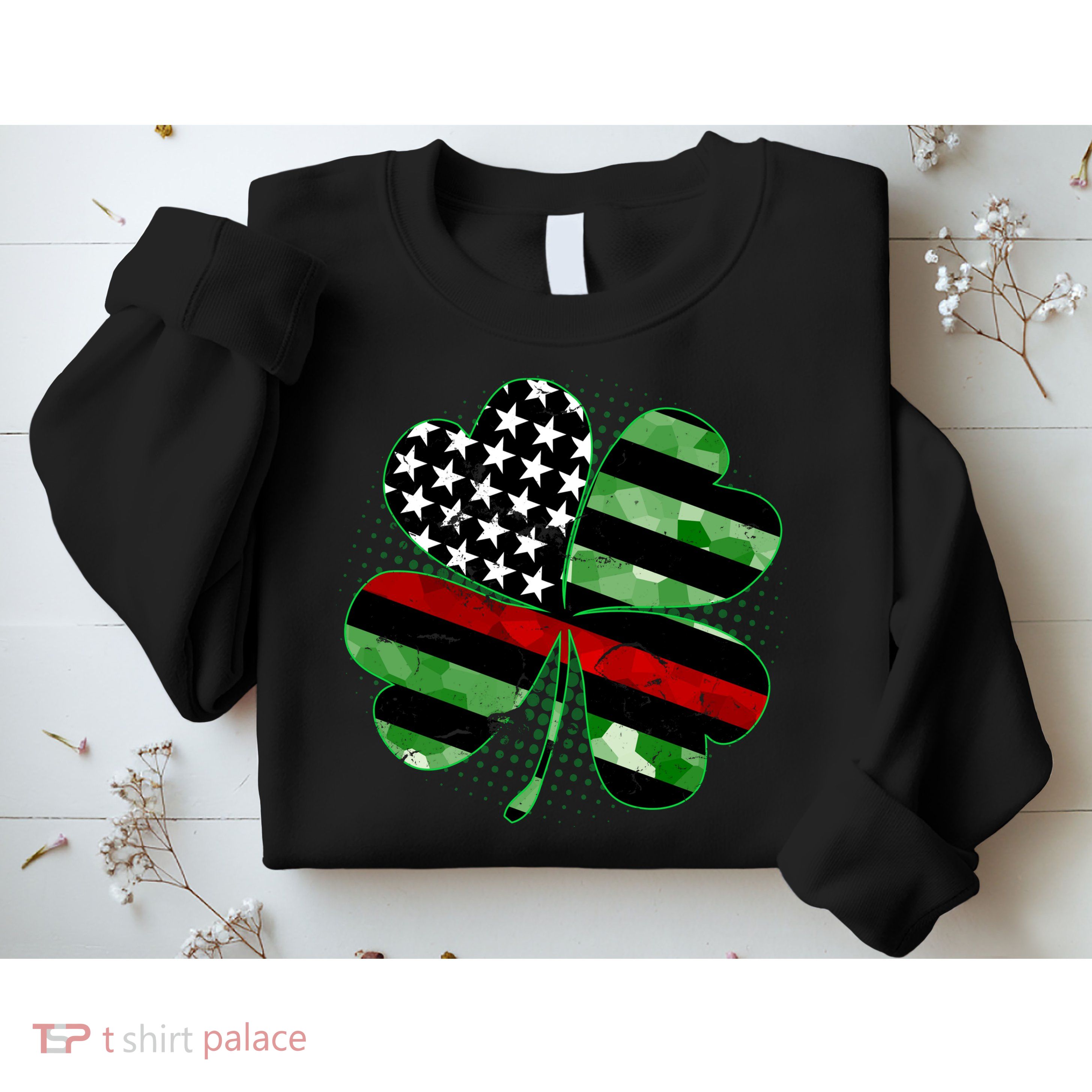Thin Red Line St Patrick's Day Irish Clover Sweatshirt