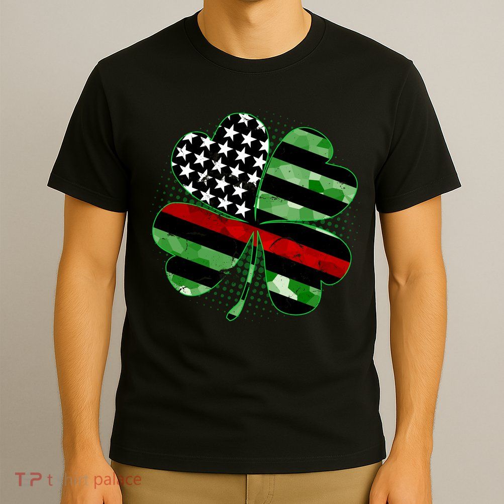 Thin Red Line St Patrick's Day Irish Clover T-Shirt