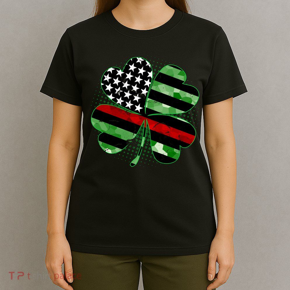 Thin Red Line St Patrick's Day Irish Clover T-Shirt