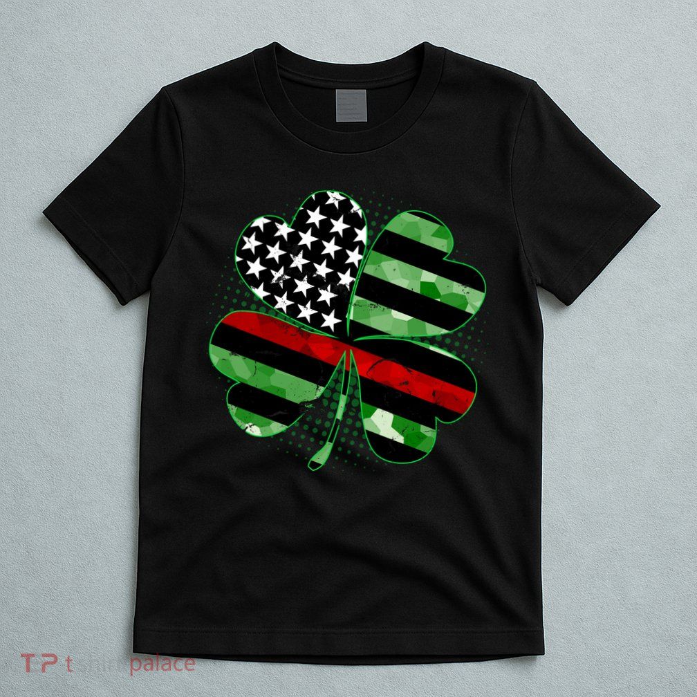 Thin Red Line St Patrick's Day Irish Clover T-Shirt