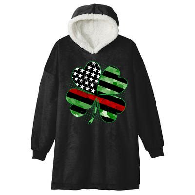 Thin Red Line St Patrick's Day Irish Clover Hooded Wearable Blanket