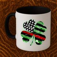 Thin Red Line St Patrick's Day Irish Clover Mug