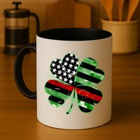Thin Red Line St Patrick's Day Irish Clover Mug